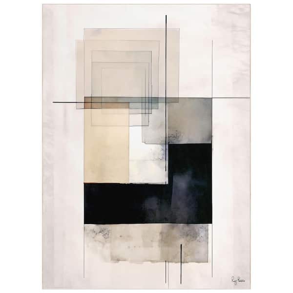 Empire Art Direct Multi-Colored 8 ft. x 10 ft. Lines and Squares II Washable Geometric Art Felt Area Rug