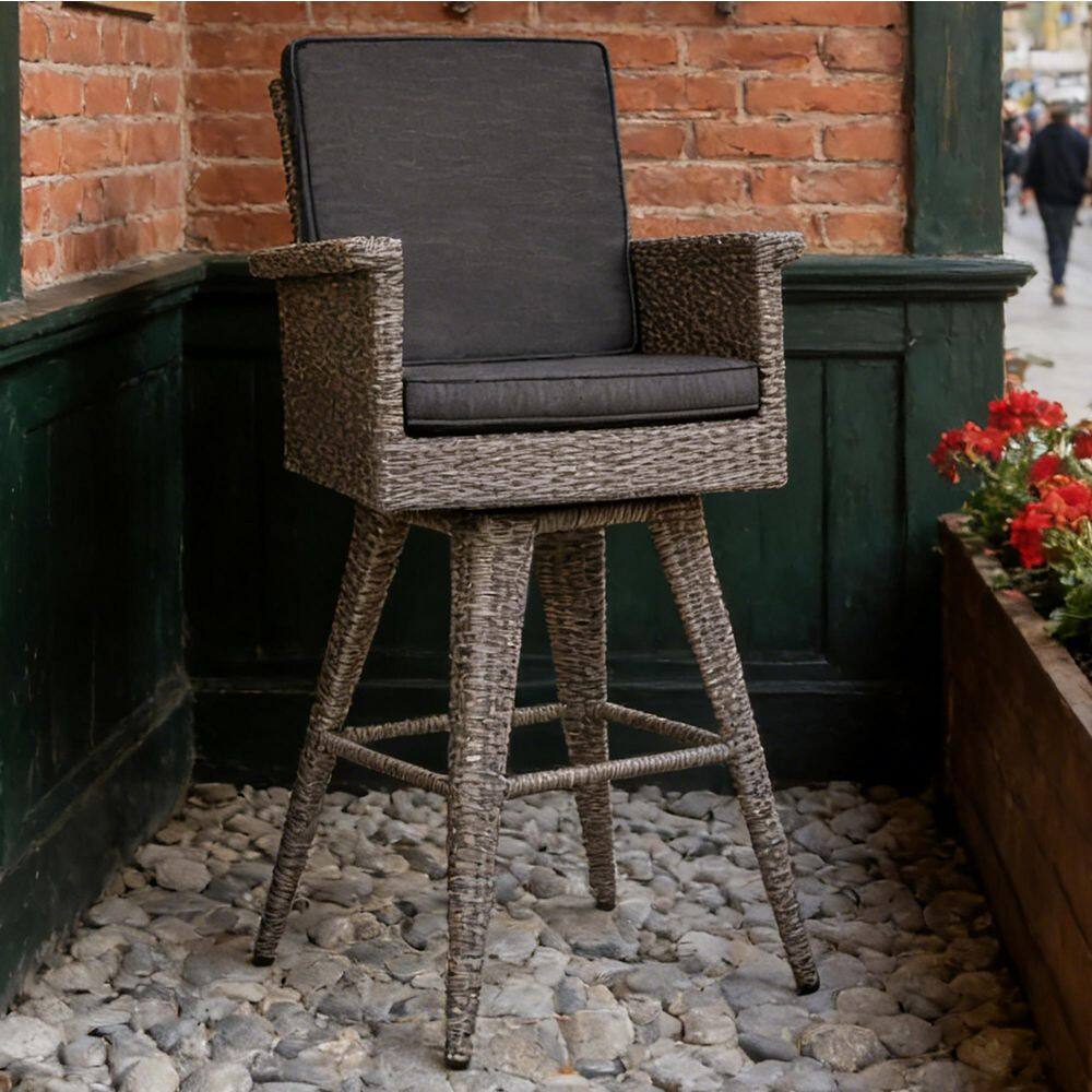 Mixed Black and Dark Grey Patio Wicker Swivel Outdoor Bar Stool with Cushions price history on PriceWatchPro