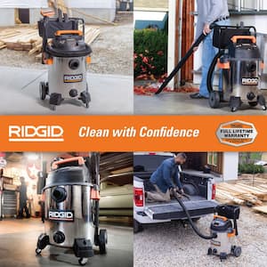 16 Gallon 6.5 Peak HP Stainless Steel Shop Vac Wet Dry Vacuum with Fine Dust Filter, Hose and Accessory Attachments