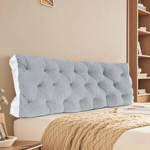 59.06 in. L Light Gray Headboard Pillow Tie-on Velvet Back Support Cushion for Bed Rest and Sofa Cushion