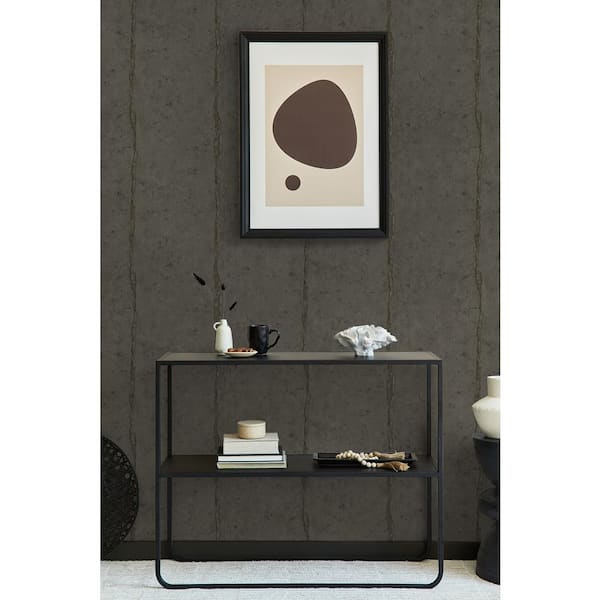 60.75 sq. ft. Metallic Espresso Concrete Cracks Paper Unpasted Wallpaper Roll