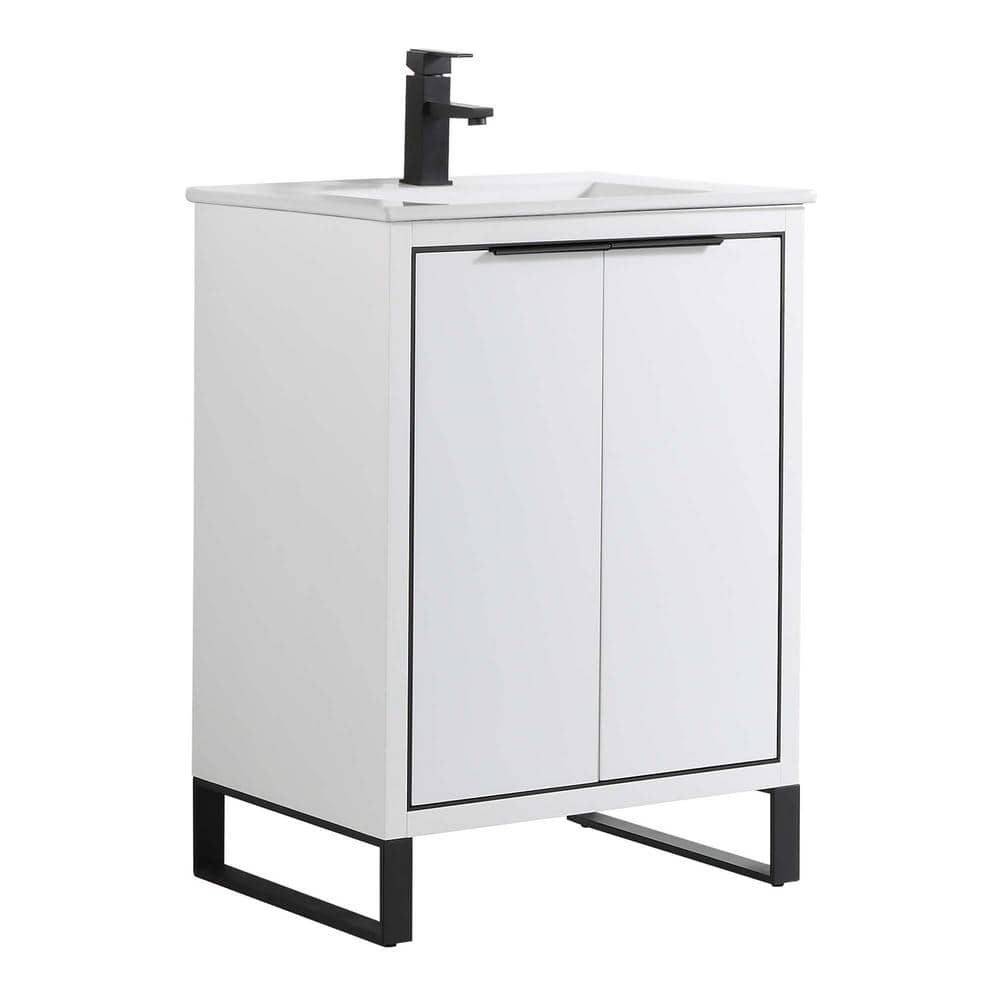 Opulence 24 in. W x 18 in. D x 33.5 in. H Bath Vanity in White Matte with White Ceramic Top price history on PriceWatchPro