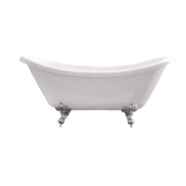 Azzuri Nova 5.6 ft. Acrylic Double Slipper Claw Foot Non-Whirlpool Bathtub in White