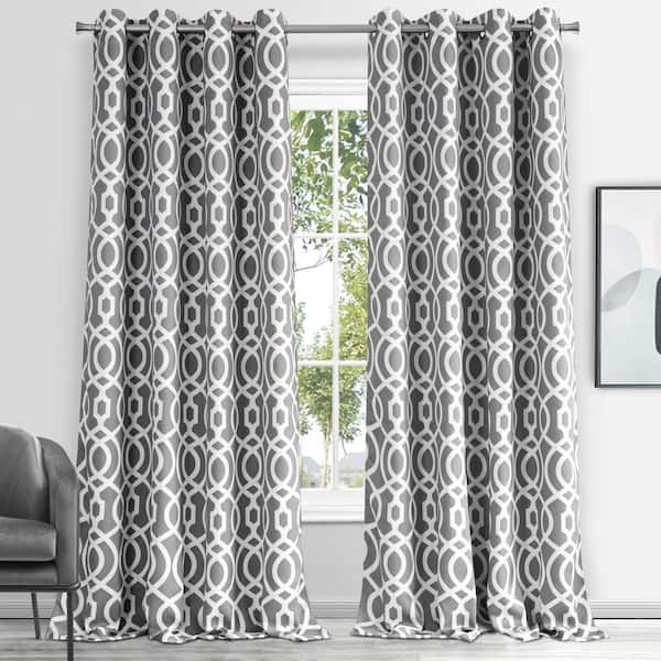 Trellis Printed Design 54" x 84" Black out Single Window Panel in Silver