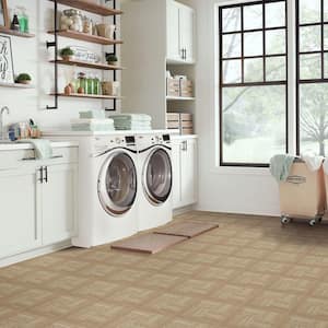 Natural Wood Parquet 3 MIL x 12 in. W x 12 in. L Peel and Stick Water Resistant Vinyl Tile Flooring 30 Sq. Ft.