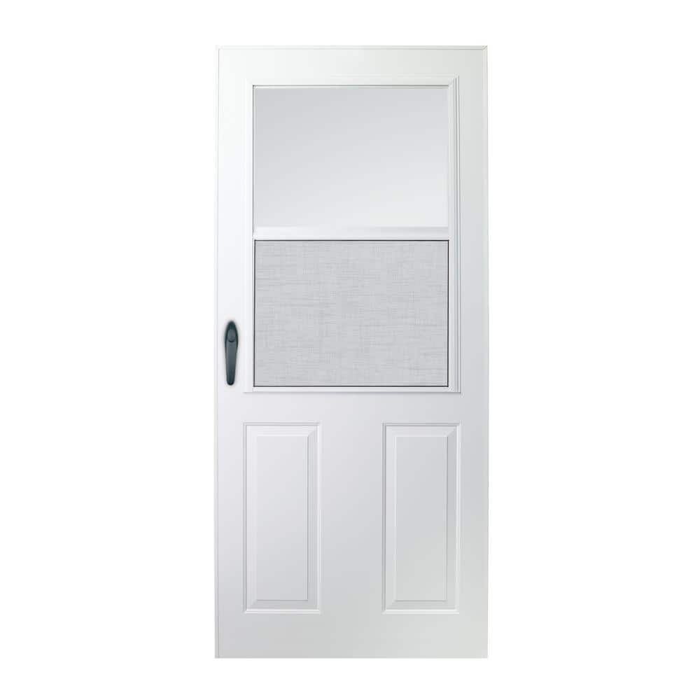 200 Series 33 in. x 80 in. White Universal 1/2 Light Half-View Aluminum Sto