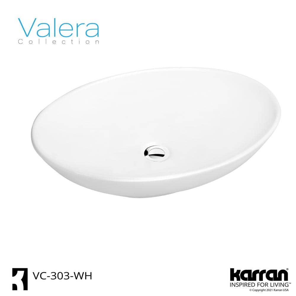 Valera 27" White Ceramic Oval Vessel Bathroom Sink