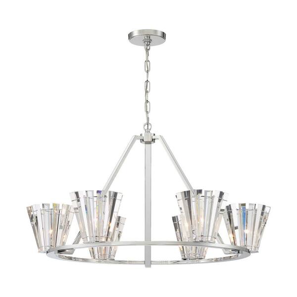 Eurofase Ricca 6 Light Chrome, Chandelier With Crystal Shades