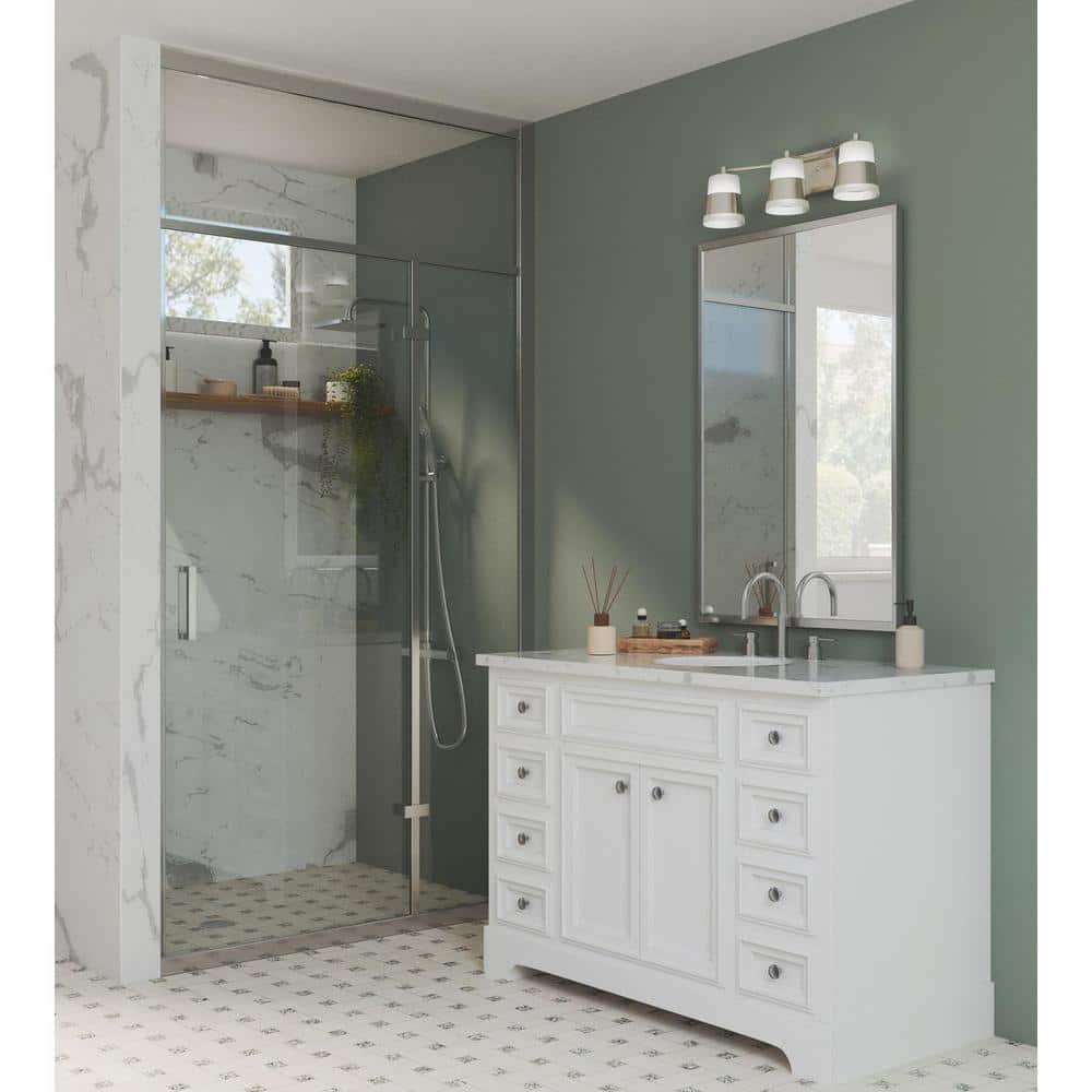 Haven Collection 24 in. 3-Light Brushed Nickel Opal Glass Luxe Industrial Vanity Light price history on PriceWatchPro