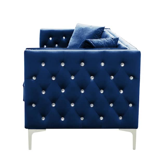 Blue Velvet Upholstery Fabric Dark Blue Geometric Velvet Fabric for Chairs  Sofas Blue Dot Velvet Fabric for Furniture SP 5250 