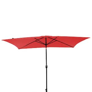 10 ft. Rectangular Aluminum Market Patio Umbrella Outdoor Umbrella in Red with Crank and Tilt