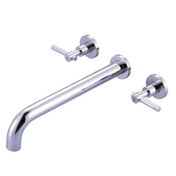 ALEASHA Double-Handle Wall-Mount Roman Tub Faucet in Chrome