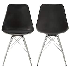 Lowry Collection Black and Chrome Dining Chair (Set of 2)