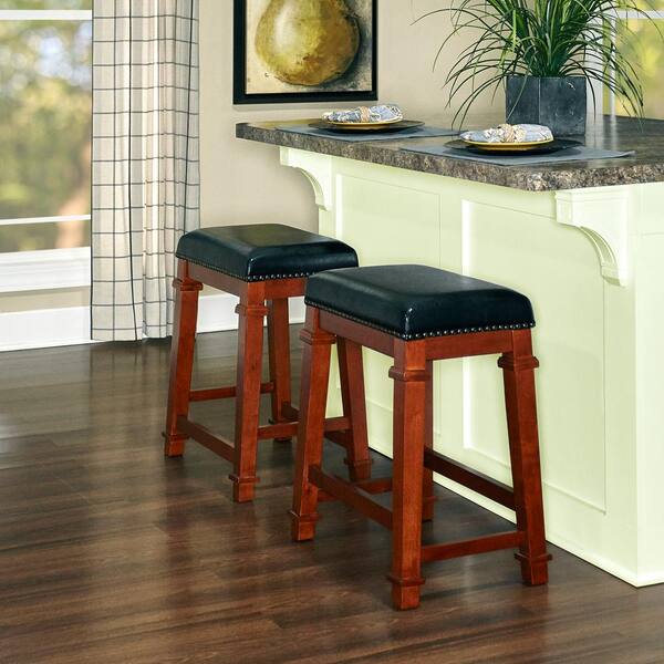 Linon Home Decor Nelson Dark Cherry Backless Counter Stool with