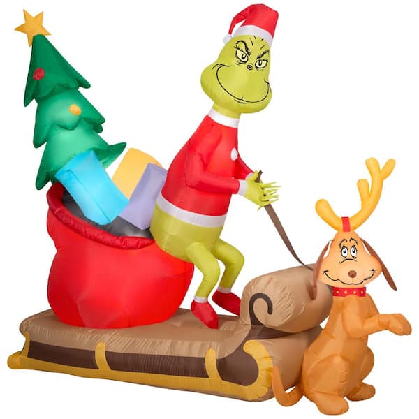 Grinch with Heart and Santa Hat, 4 Foot 