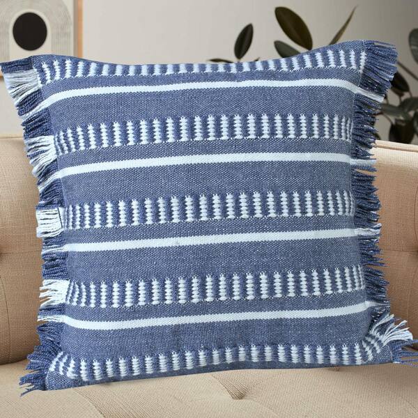 LR Home Dash Striped Navy Blue/White 20 in. x 20 in. Indoor