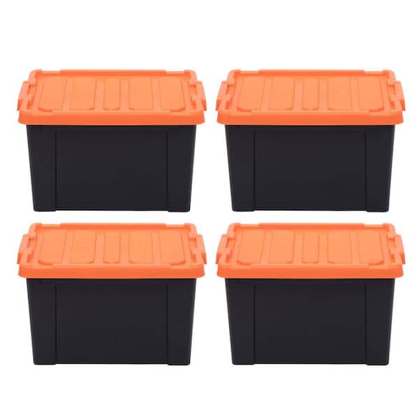 78 Qt Stackble Storage Tote With, Orange Rubbermaid Storage Tote