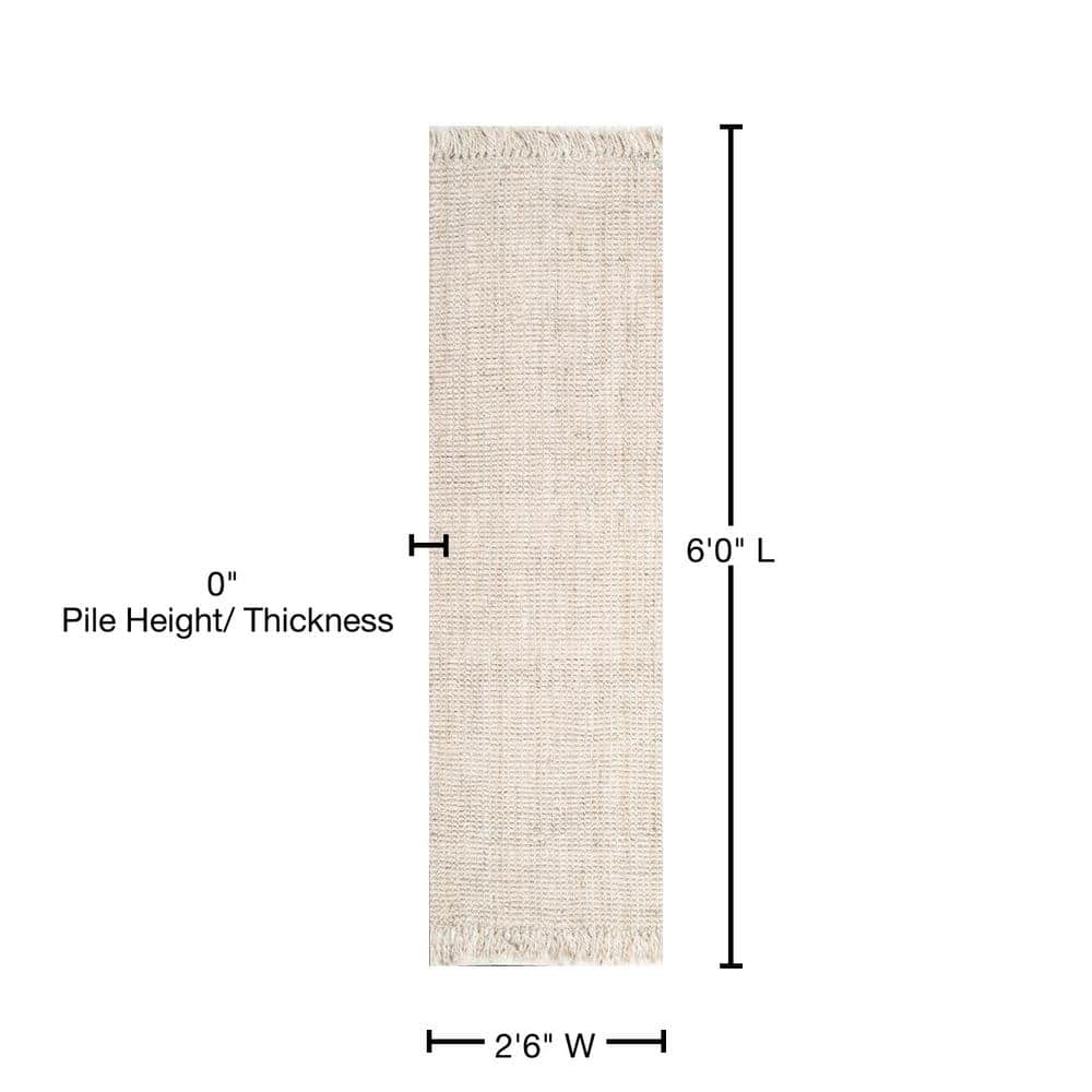 Handwoven Off-White Chunky Jute 2' 6" x 6' Runner Rug