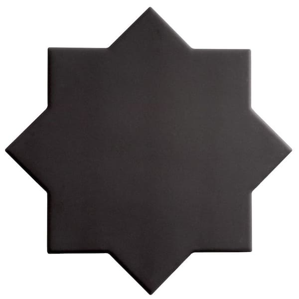 Seville 7 in. x 7 in. Matte Graphite Black Porcelain Star Wall and Floor Tile (5.31 sq. ft./case)-34 Pack