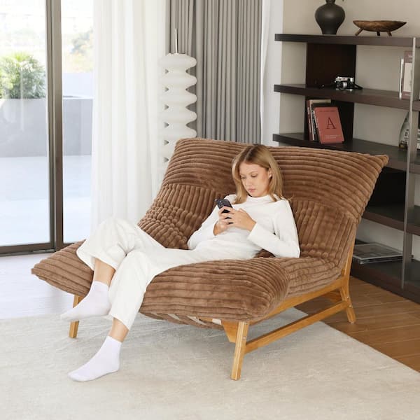 a.flat ヘッドレスト Magic Home 47 in. W Armless Plush Velvet Chair Sleeper Sofa Accet