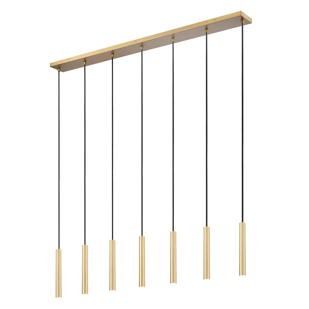 Forest 54 inch Modern Gold 7 Light Integrated LED Linear Chandelier
