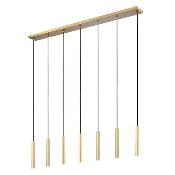 Unbranded Forest 54 inch Modern Gold 7 Light Integrated LED Linear Chandelier