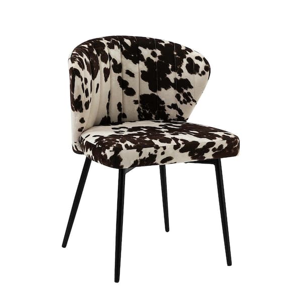 JAYDEN CREATION Diana Upholstered Cowhide Tufted Dining Chair with mental legs