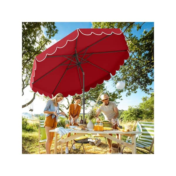 Clihome 10 ft. Outdoor Patio Umbrella in Red with Auto Tilt Crank
