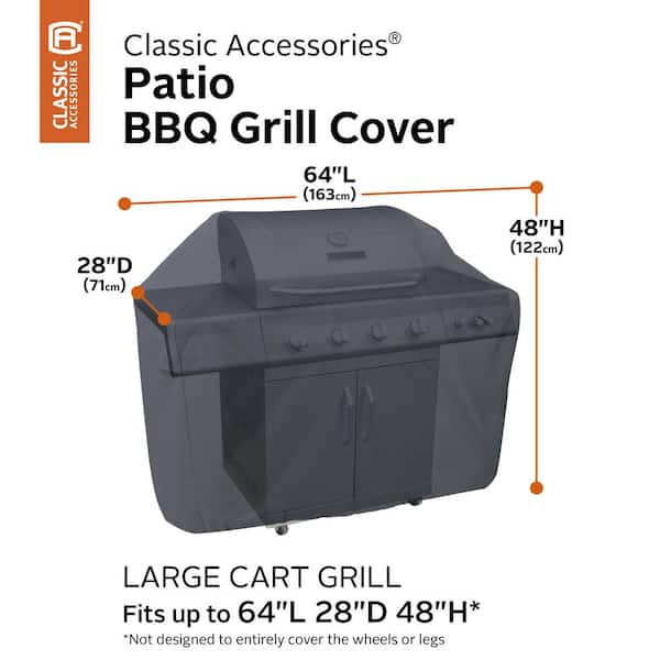 Classic 64 in. L x 28 in. D x 48 in. H BBQ Grill Cover in Black