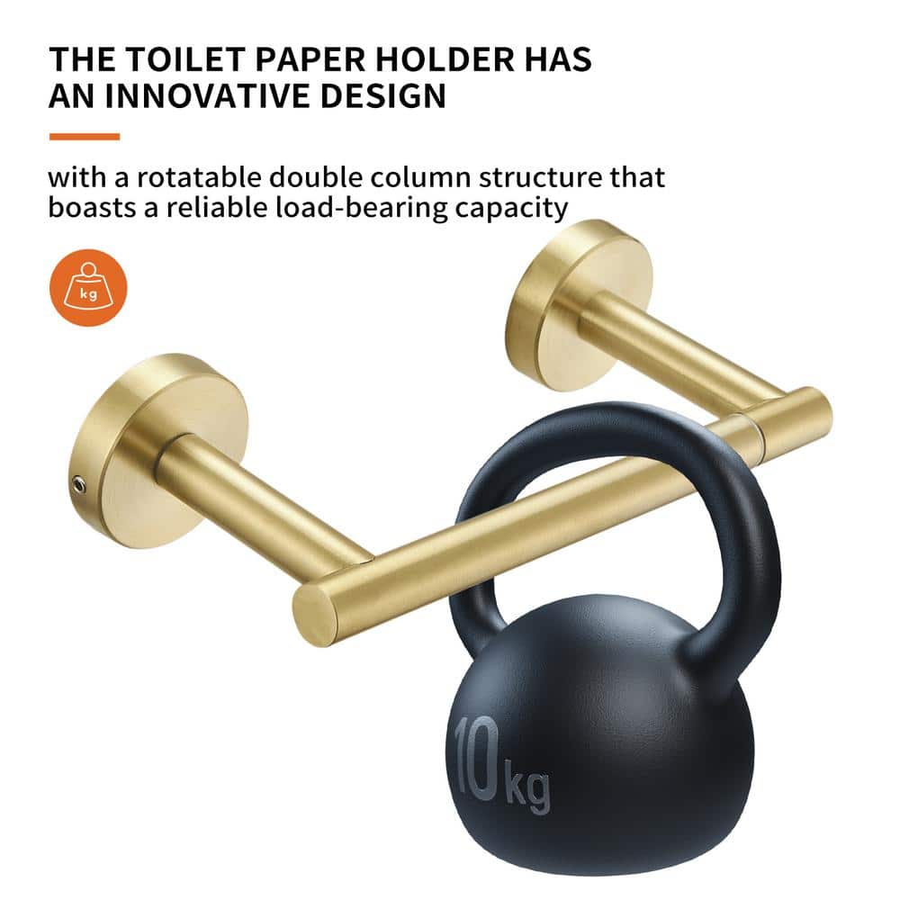 Brushed Gold Stainless Steel Wall Mounted Toilet Paper Holder