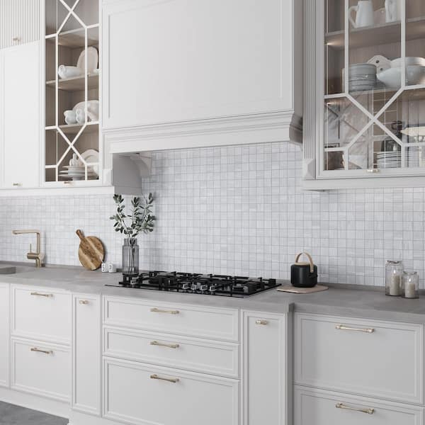 Arenza 12 in x 12 in Matte Light Gray Porcelain Square Stone Look Mosaic Floor and Wall Tile (10.66 sq ft/case) -11 Pack