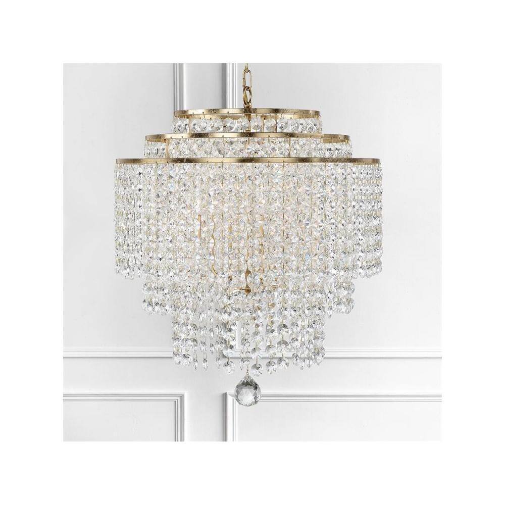 Gabrielle Antique Gold 6-Light Crystal Chandelier