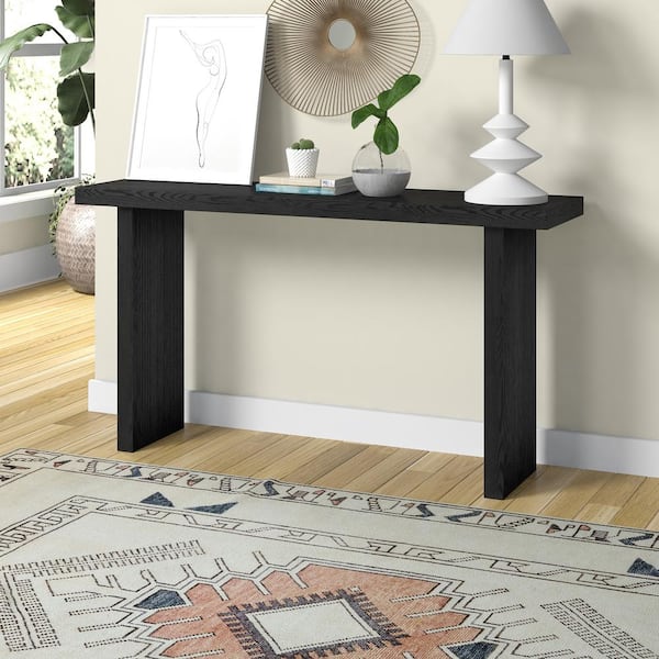 Meyer&Cross Soren 55 in. Black Grain Rectangle MDF Top Console Table