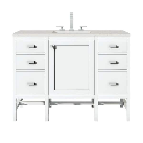 James Martin Vanities Addison 48.0 in. W x 23.5 in. D x 35.5 in. H Single Bathroom Vanity Glossy White and Lime Delight Quartz Top