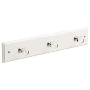 18 in. White and Glass Knob Hook Rack