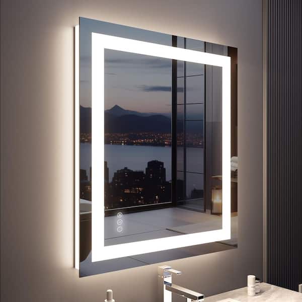 36 in. W x 32 in. H Rectangular Frameless LED Wall Mounted Bathroom Vanity Mirror