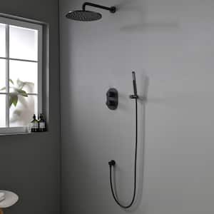 Bathroom Shower System Set 2-Spray Patterns 1.5GPM 10 in. Wall Mount Rain Dual Shower Heads in Matte Black