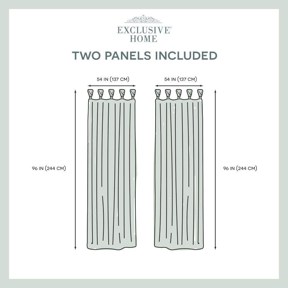 Dove Grey Linen Braided Tab Top Curtain Panels, 54" x 96"