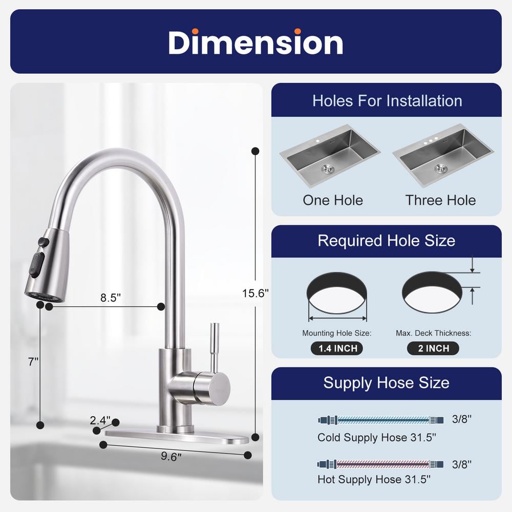 Brushed Nickel Touchless Pull-Down Kitchen Faucet with Spray