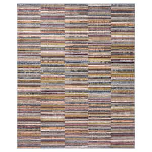 Lorraine Multi-Color 5 ft. x 7 ft. Striped Low Pile Cotton Backed Area Rug