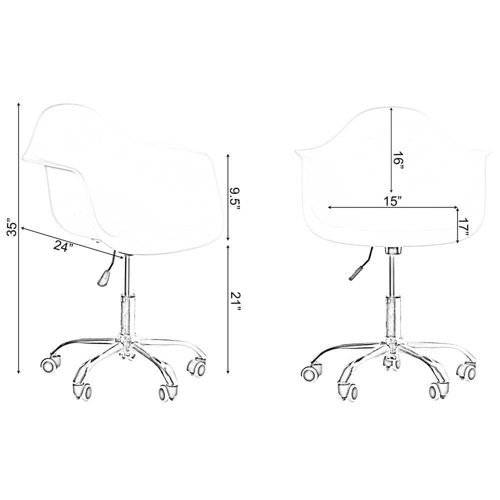 Modern White Swivel Task Chair with Wood Accents