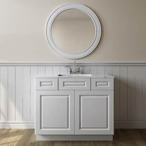 Newport 48-in W X 21-in D X 34.5-in H in Raised PanelWhite Plywood Ready to Assemble Floor Vanity Base Kitchen Cabinet