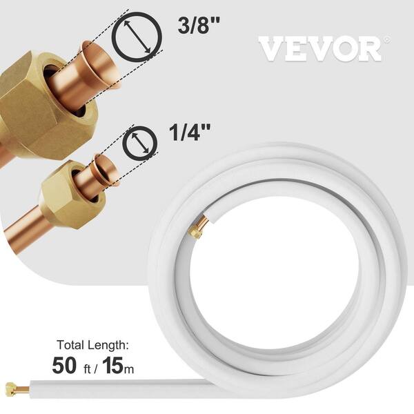VEVOR 49.2 ft. L 3/8 in. and 1/4 in. Mini Split Copper Line VEVOR 49.2 ft. L 3/8 in. and 1/4 in. Mini Split Copper Line