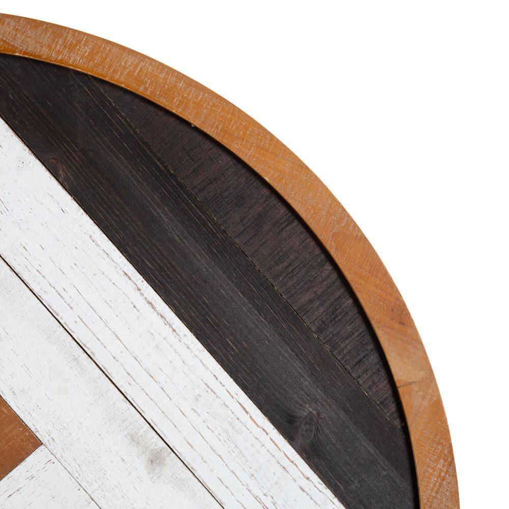 Ballez 28" Multicolored Rustic Round Wood Wall Art Plaque