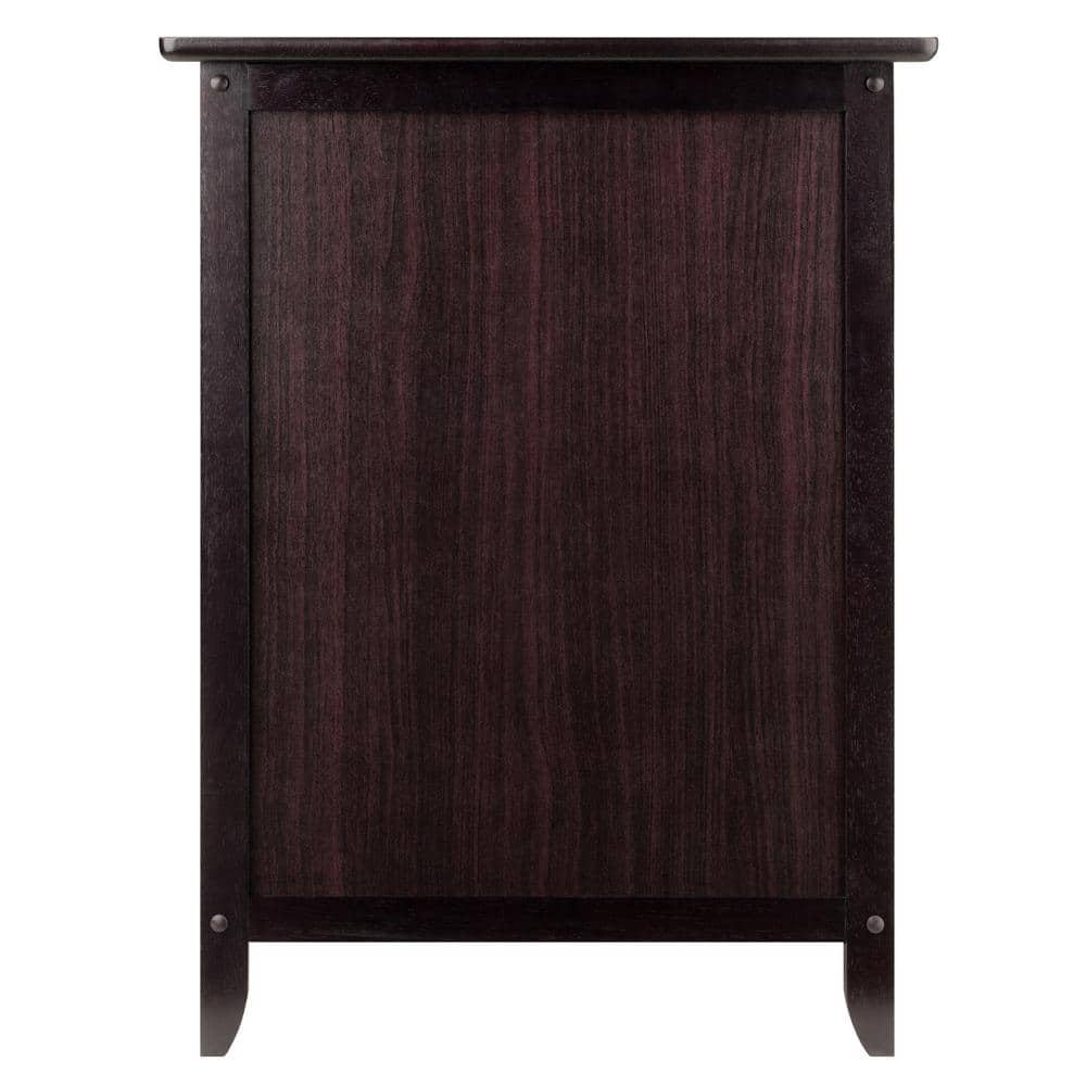 Espresso Transitional Wood Nightstand with Drawer and Cabinet