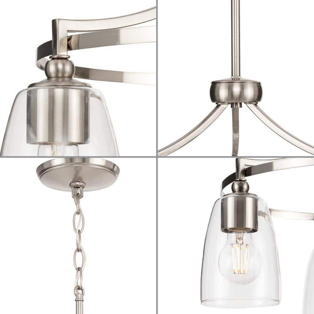 Parkhurst Brushed Nickel Mini Chandelier with Clear Glass Shades