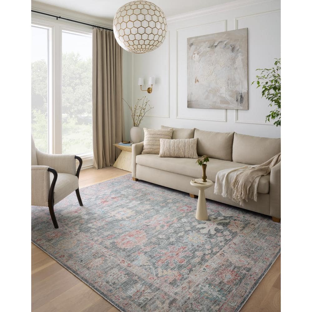 Elysium Graphite Oriental Runner Rug, 2'6" x 9'6", Polyester