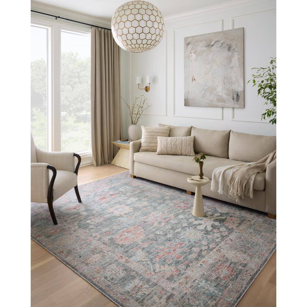 Elysium Graphite Oriental 5'x7'6" Synthetic Area Rug
