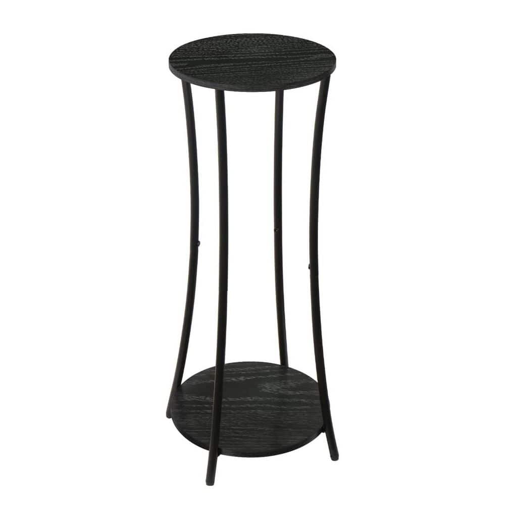 2-Tier Black Wood Plant Stand (11.7 in. H W x 29.9 in. H