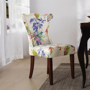 Paradise Glam Off-White/Floral Upholstered Dining Chair